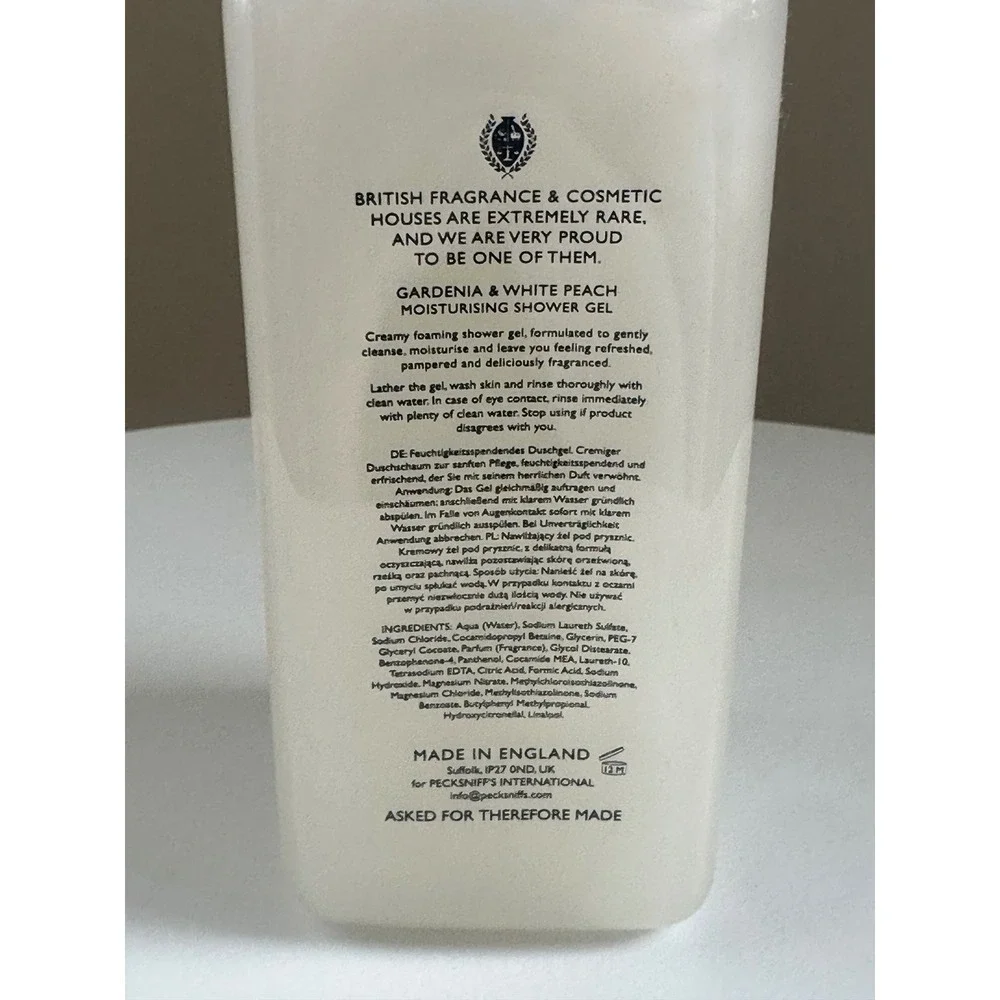 Pecksniff's England Gardenia & White Peach Moisturising Shower Gel 750ml 25.3oz